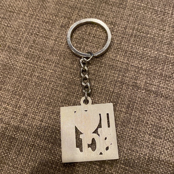 I Love Sicilia Keychain. Silvertone - Picture 2 of 2